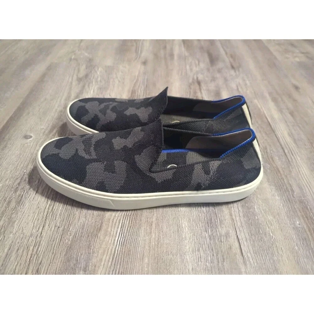Rothy's The Original Slip On Sneakers Gray Black Knit Camo Women's Size 8